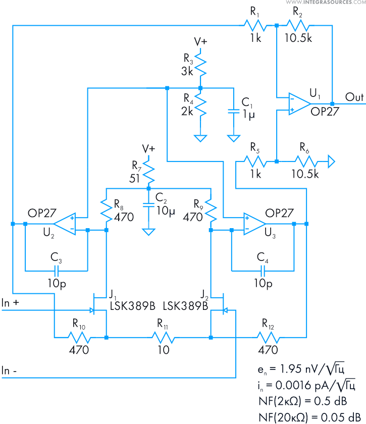 Discrete circuit design of a preamp for EEG diagnostics